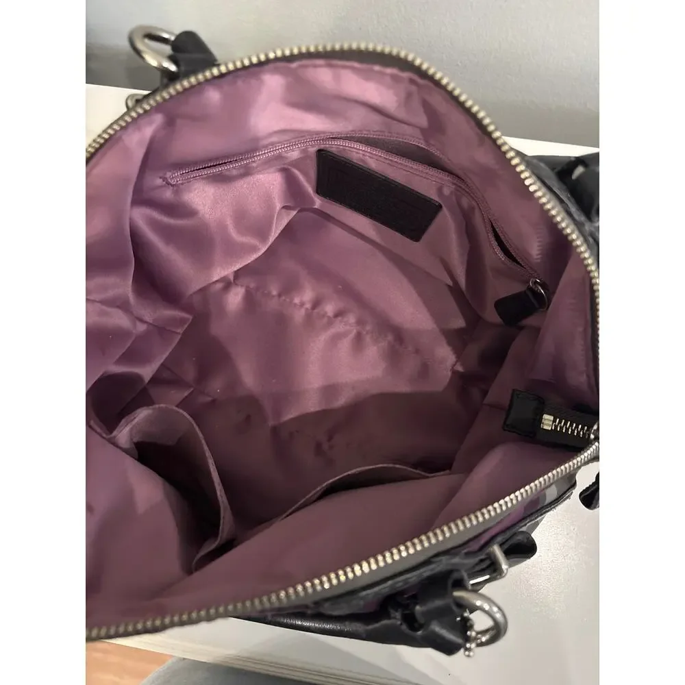 Coach Madison Sophia Clover Logo Sateen Bag Purse Purple Tones - Picture 6 of 10